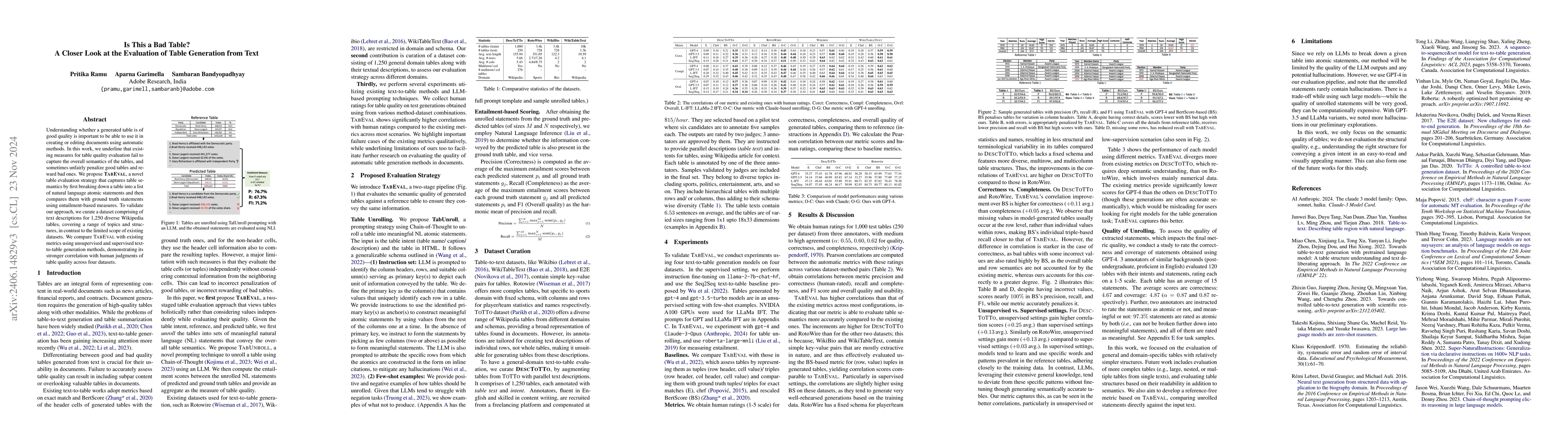 Thumbnail for Is this a bad table? A Closer Look at the Evaluation of Table Generation
  from Text