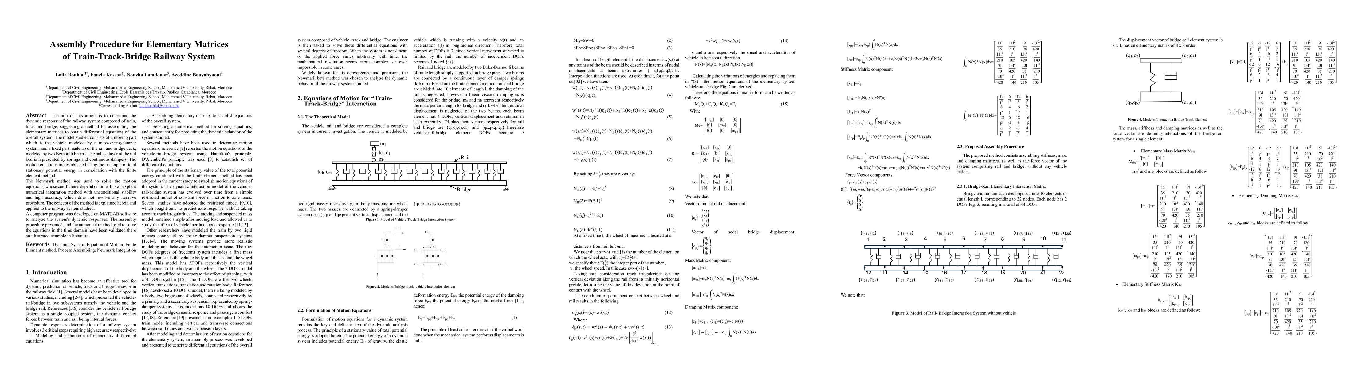 Thumbnail for Assembly Procedure for Elementary Matrices of Train-Track-Bridge Railway
  System