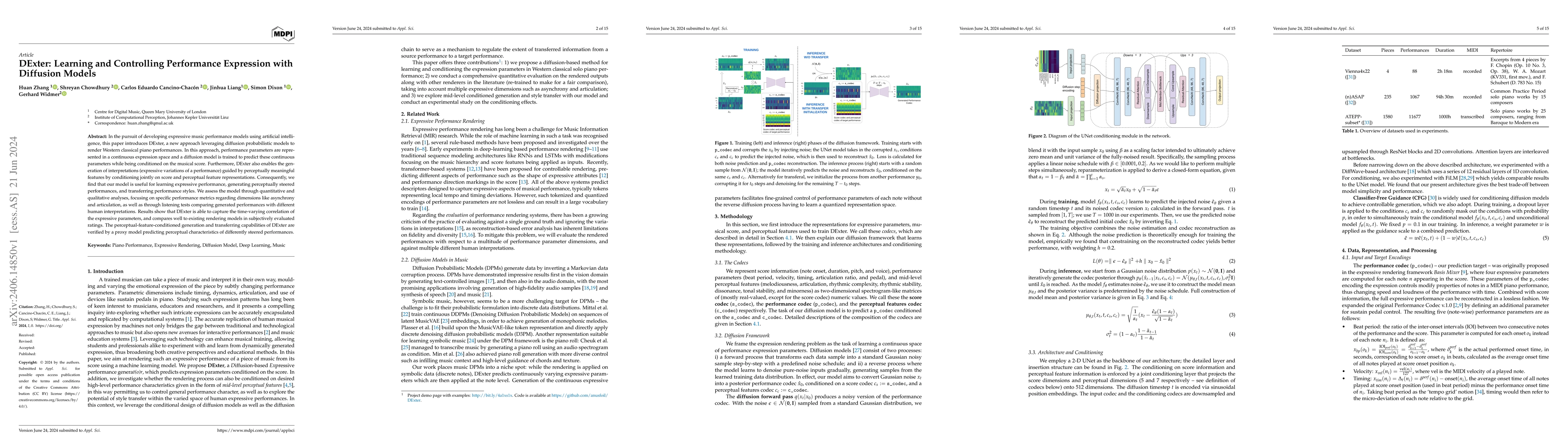 Thumbnail for DExter: Learning and Controlling Performance Expression with Diffusion
  Models