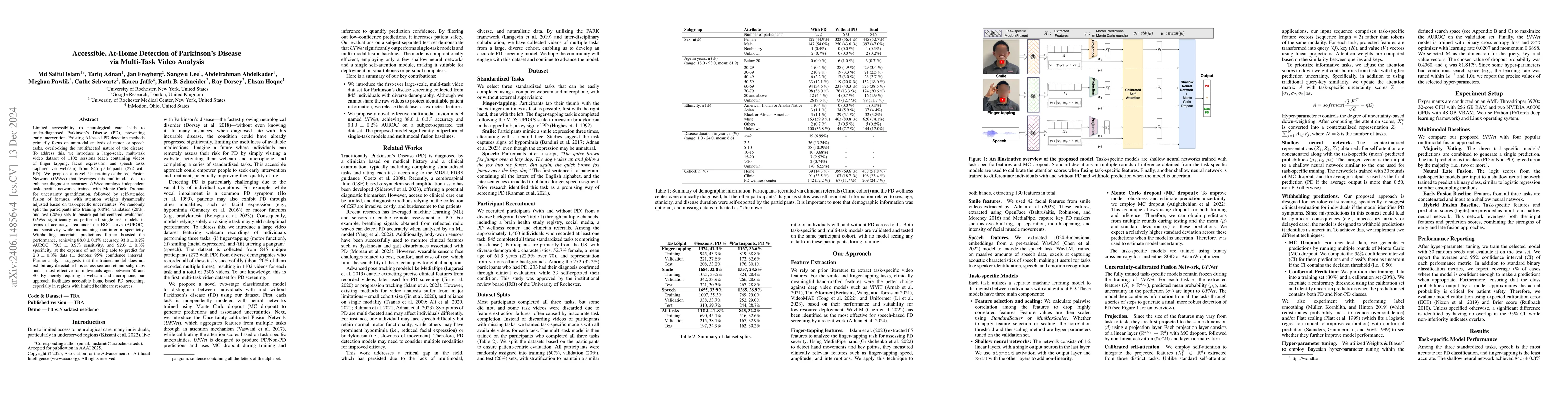Thumbnail for Accessible, At-Home Detection of Parkinson's Disease via Multi-task
  Video Analysis