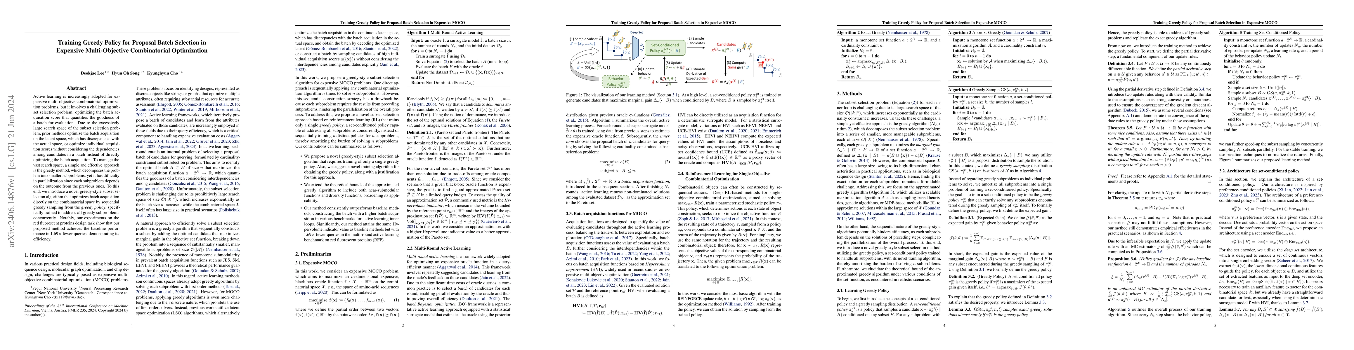 Thumbnail for Training Greedy Policy for Proposal Batch Selection in Expensive
  Multi-Objective Combinatorial Optimization