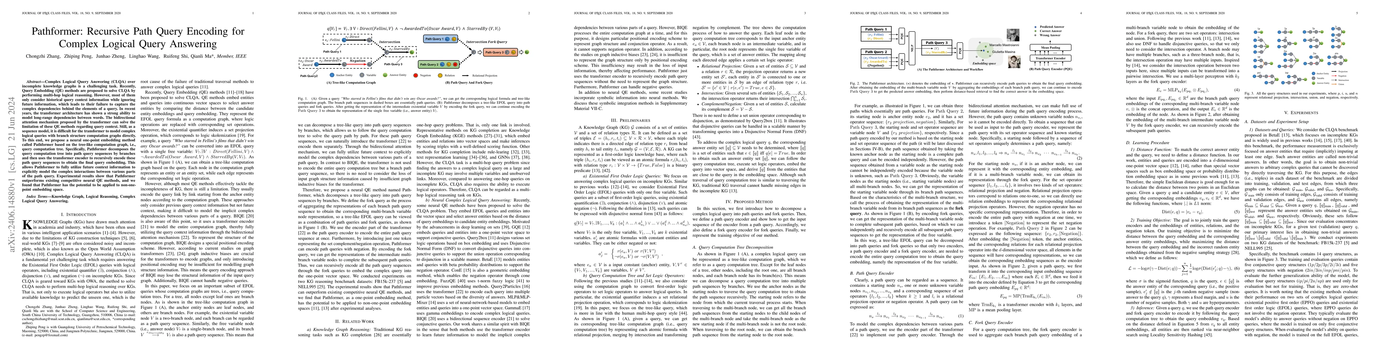 Thumbnail for Pathformer: Recursive Path Query Encoding for Complex Logical Query
  Answering