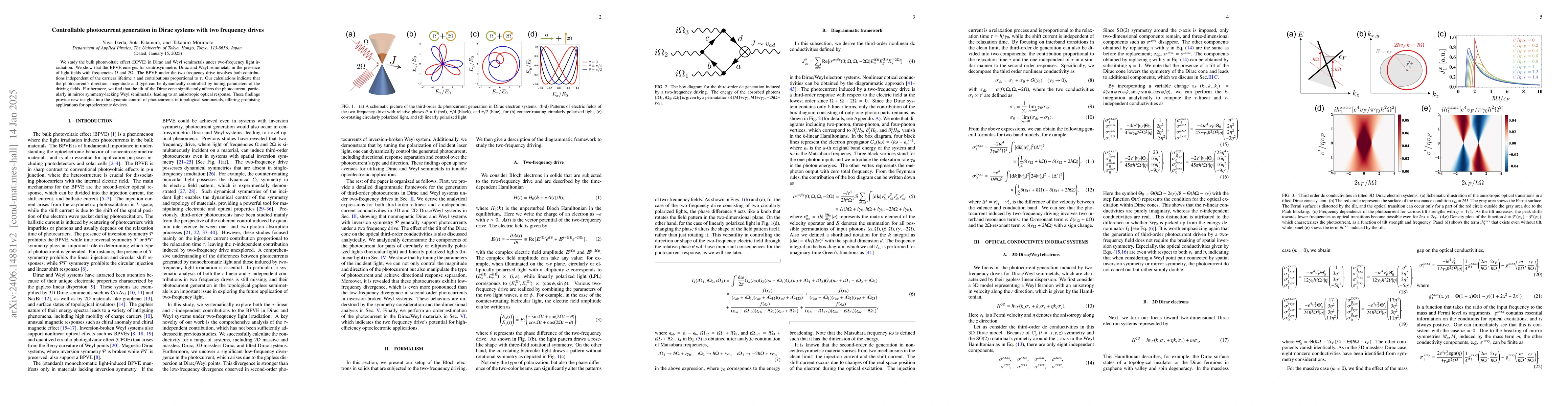 Thumbnail for Controllable photocurrent generation in Dirac systems with two frequency
  drives