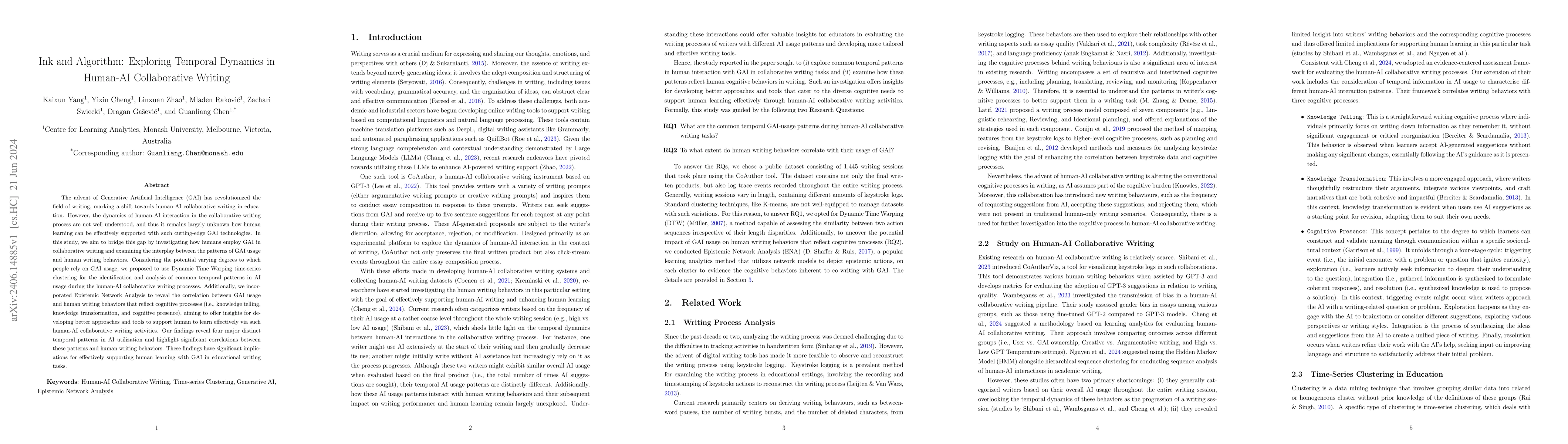 Thumbnail for Ink and Algorithm: Exploring Temporal Dynamics in Human-AI Collaborative
  Writing