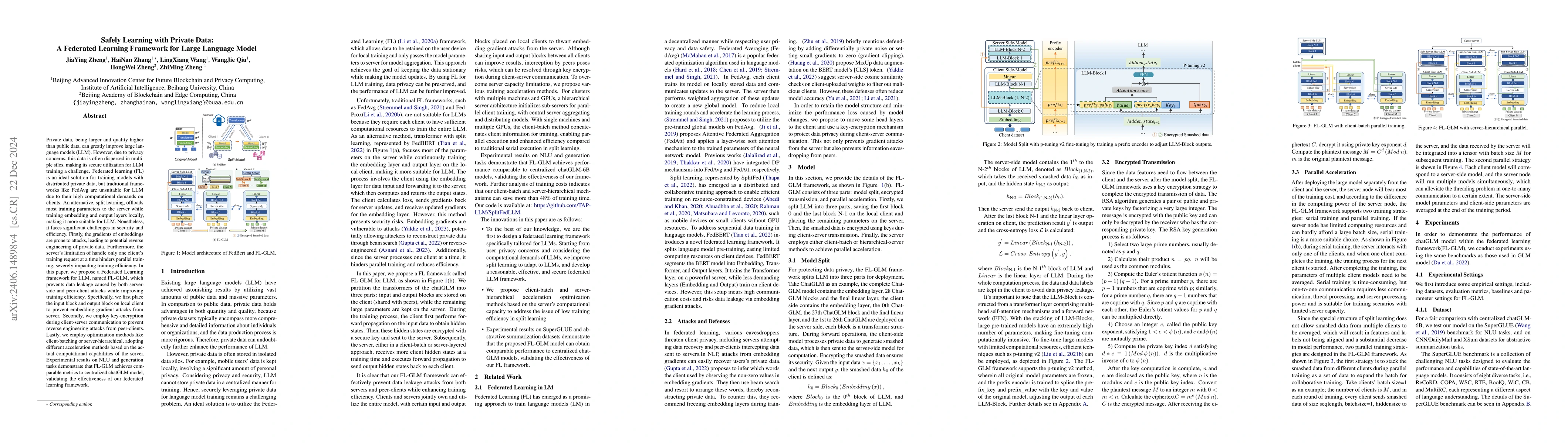 Thumbnail for Safely Learning with Private Data: A Federated Learning Framework for
  Large Language Model