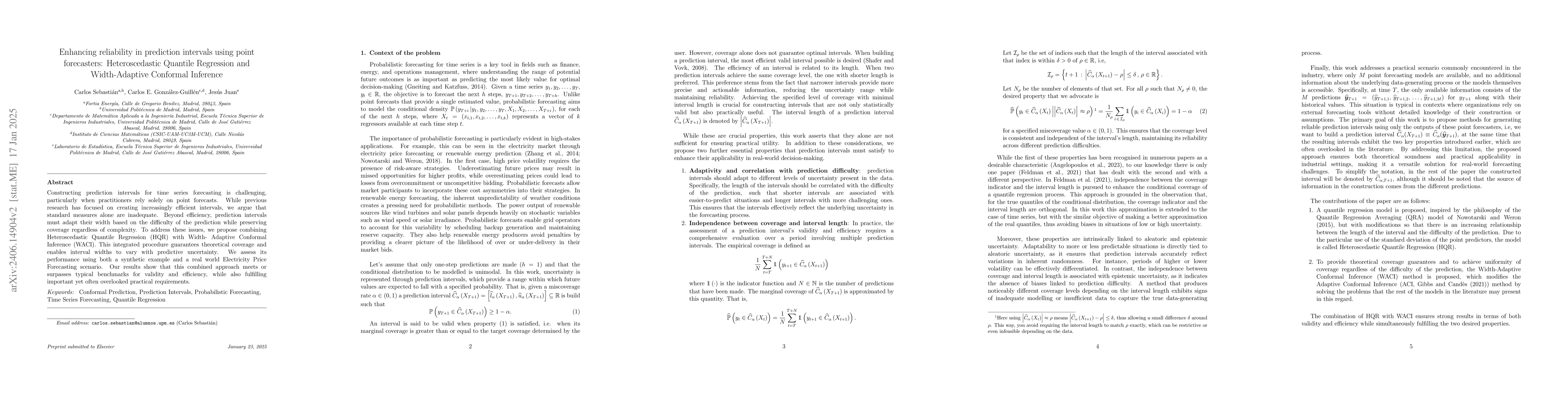 Thumbnail for Enhancing reliability in prediction intervals using point forecasters:
  Heteroscedastic Quantile Regression and Width-Adaptive Conformal Inference
