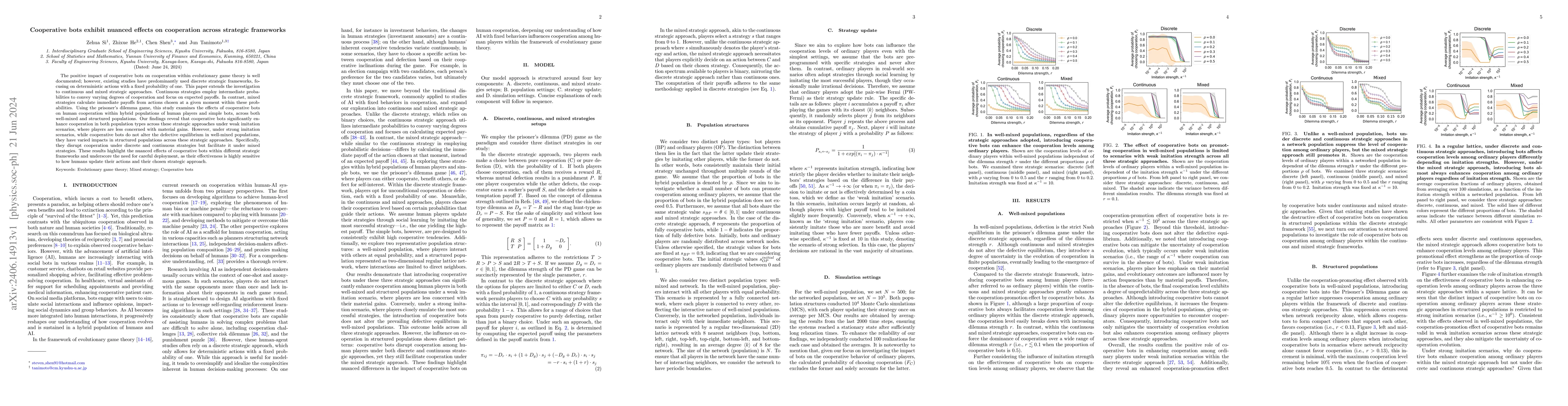 Thumbnail for Cooperative bots exhibit nuanced effects on cooperation across strategic
  frameworks