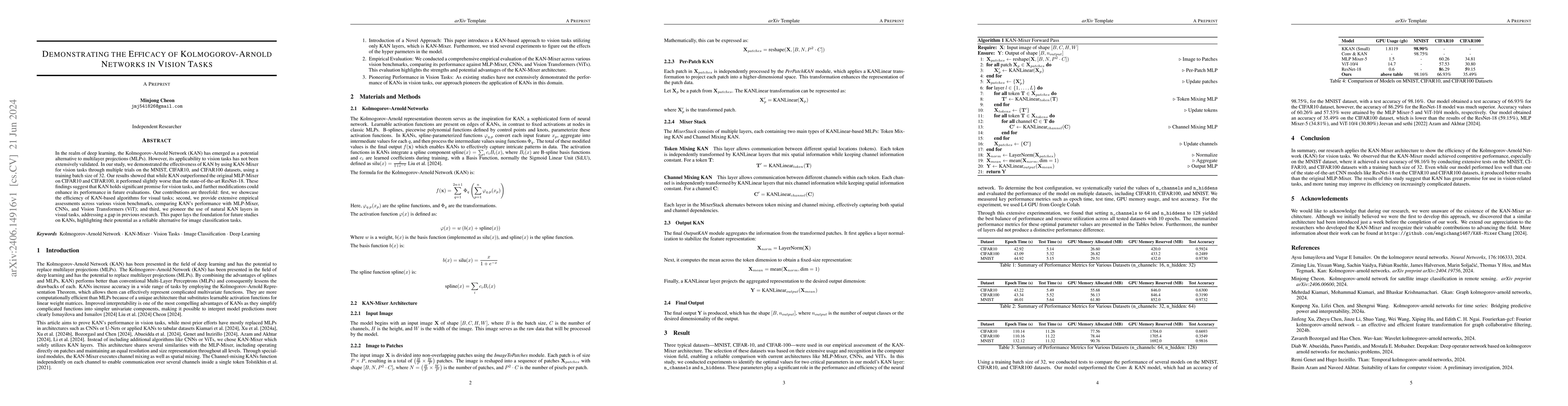 Thumbnail for Demonstrating the Efficacy of Kolmogorov-Arnold Networks in Vision Tasks