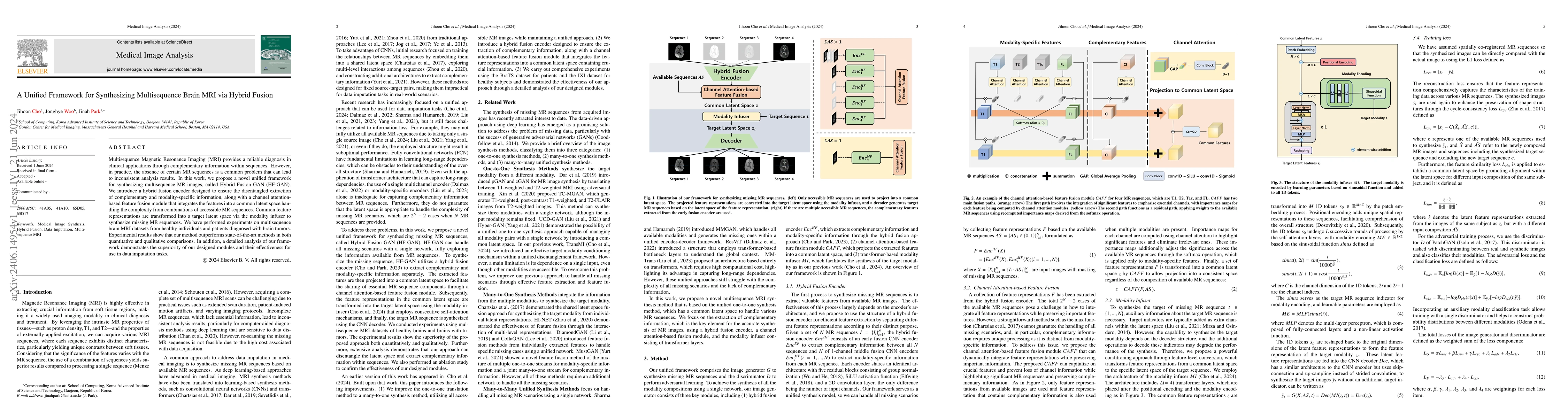 Thumbnail for A Unified Framework for Synthesizing Multisequence Brain MRI via Hybrid
  Fusion
