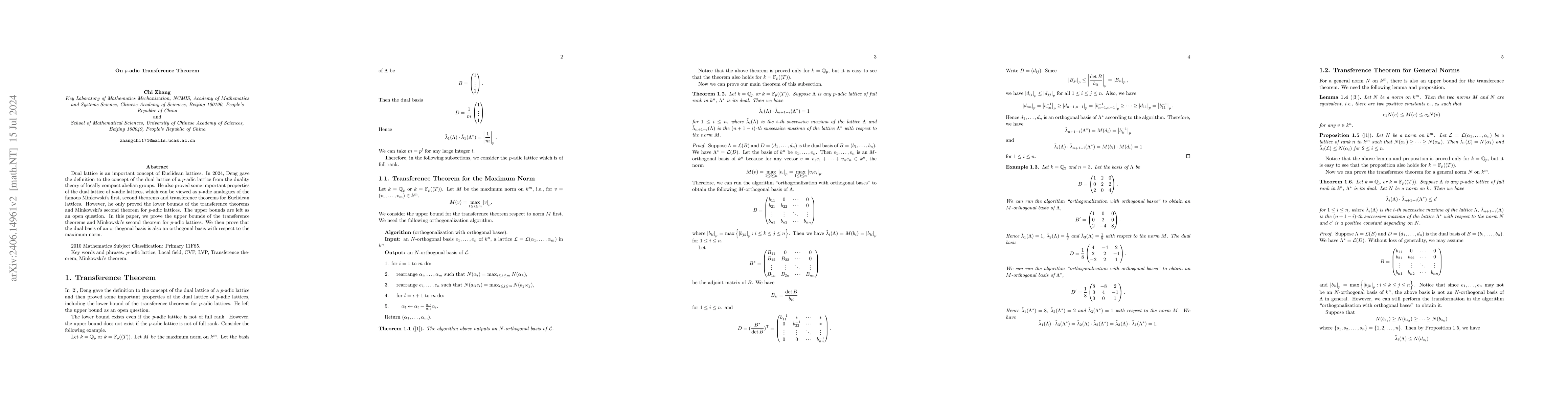 Thumbnail for On $p$-adic Transference Theorem