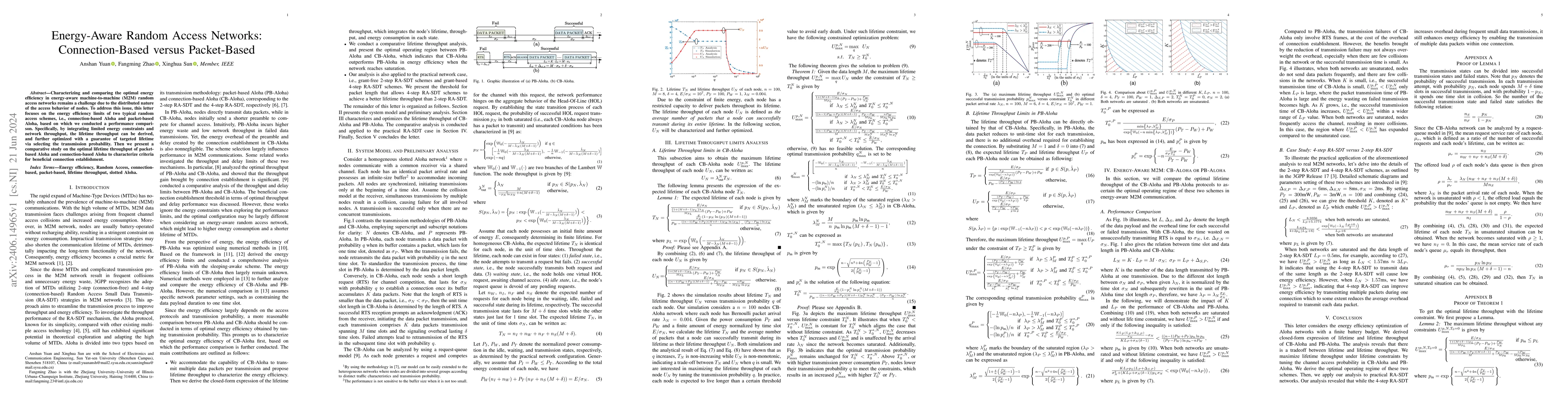 Thumbnail for Energy-Aware Random Access Networks: Connection-Based versus
  Packet-Based