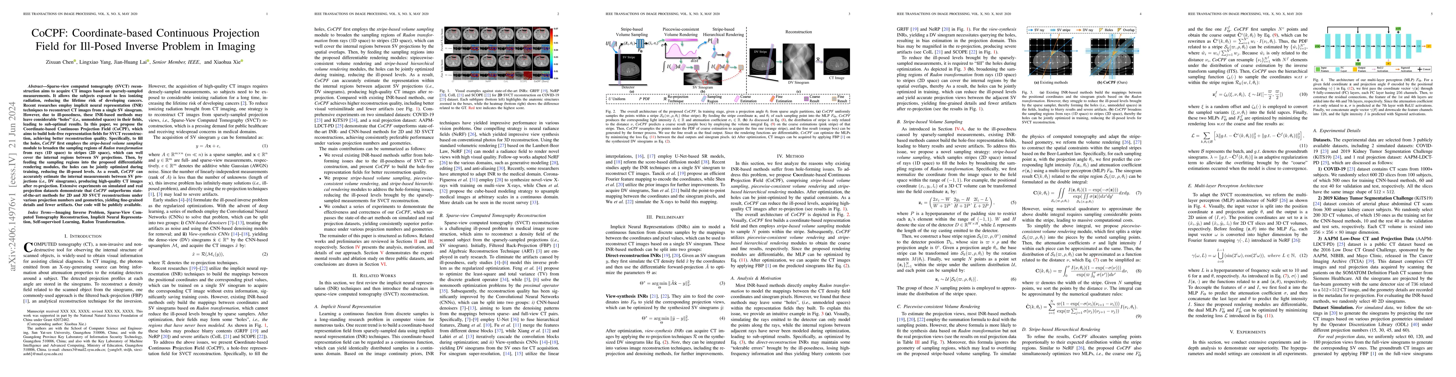 Thumbnail for CoCPF: Coordinate-based Continuous Projection Field for Ill-Posed
  Inverse Problem in Imaging