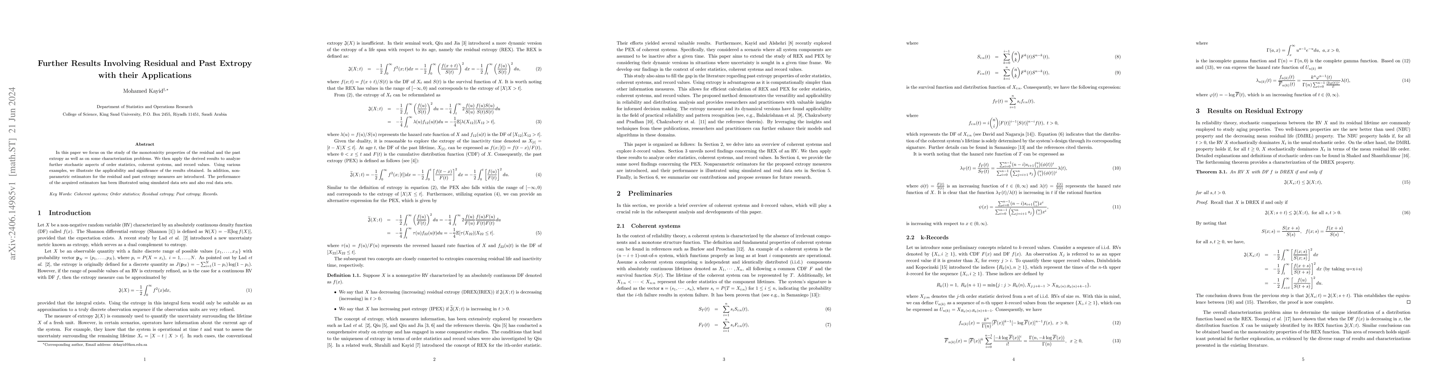 Thumbnail for Further Results Involving Residual and Past Extropy with their
  Applications