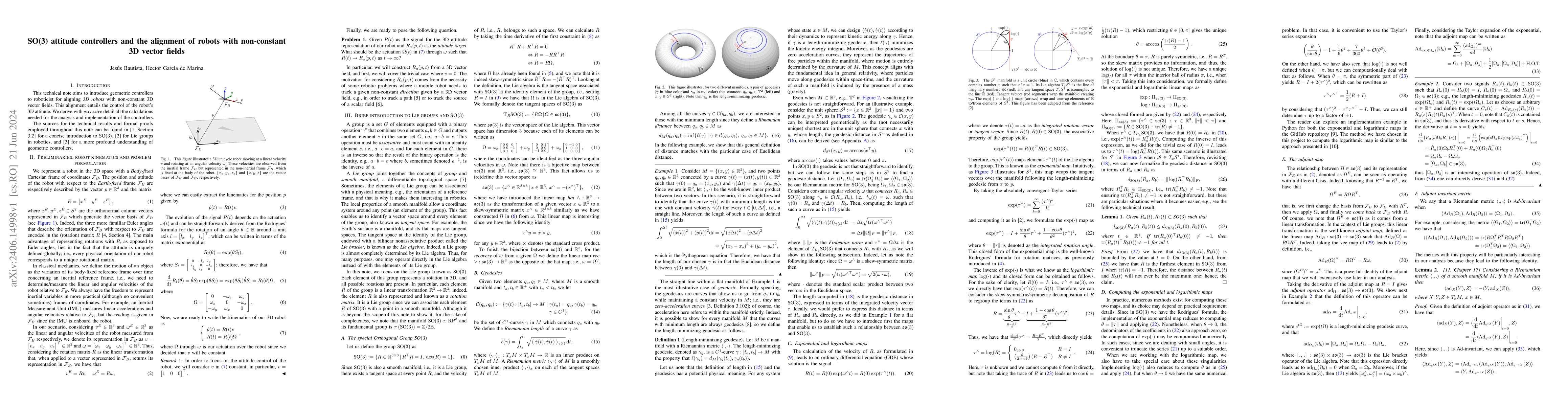 Thumbnail for SO(3) attitude controllers and the alignment of robots with non-constant
  3D vector fields