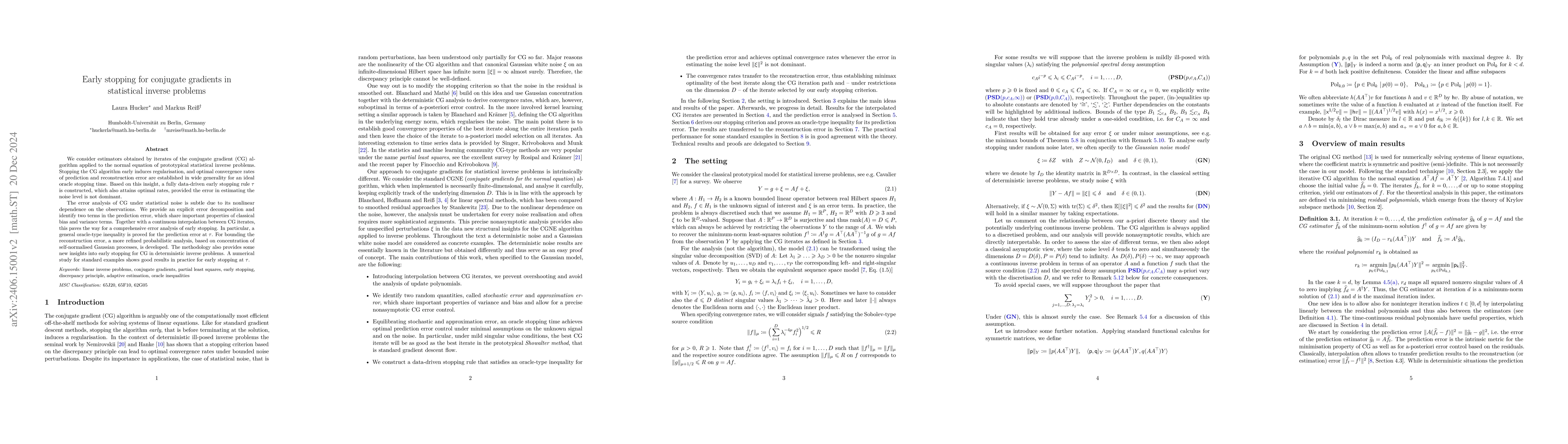 Thumbnail for Early stopping for conjugate gradients in statistical inverse problems