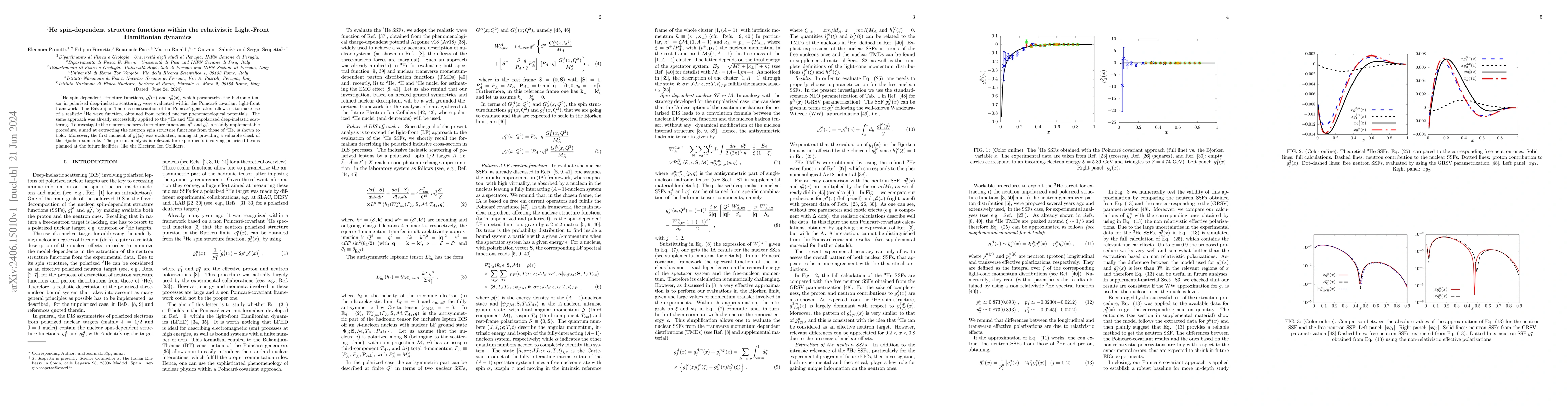 Thumbnail for $^3$He spin-dependent structure functions within the relativistic
  Light-Front Hamiltonian dynamics