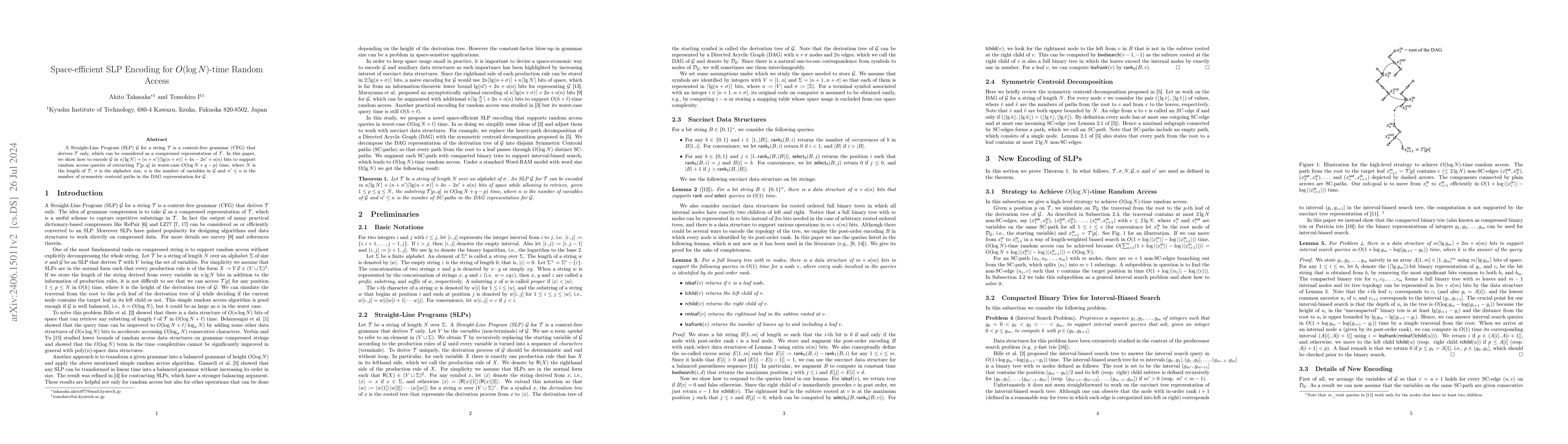 Thumbnail for Space-efficient SLP Encoding for $O(\log N)$-time Random Access