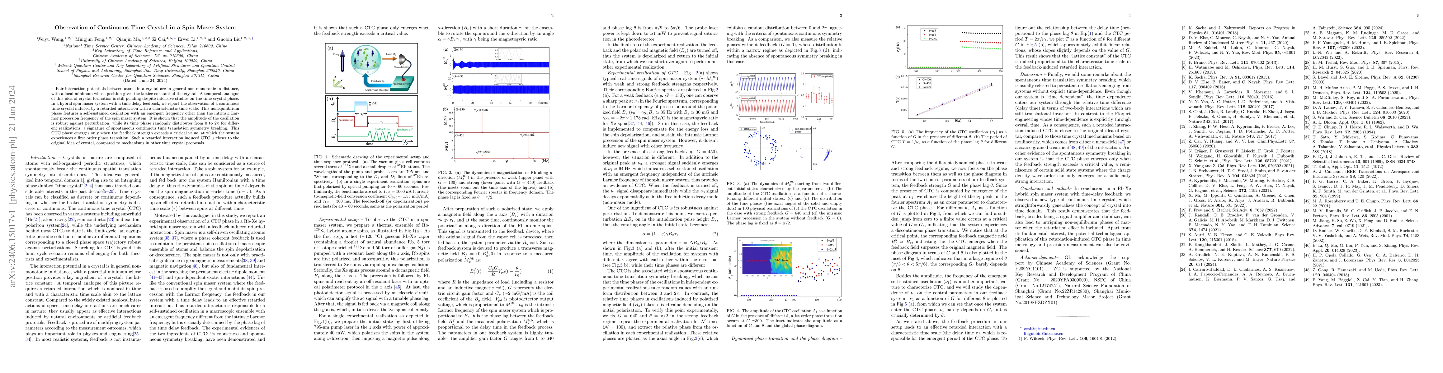 Thumbnail for Observation of Continuous Time Crystal in a Spin Maser System