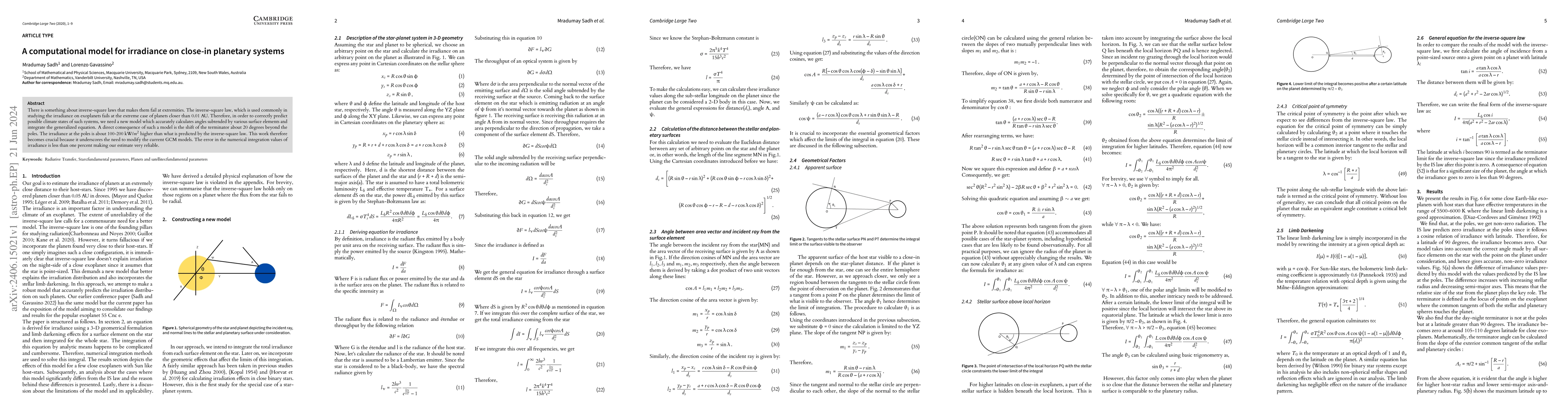 Thumbnail for A computational model for irradiance on close-in planetary systems