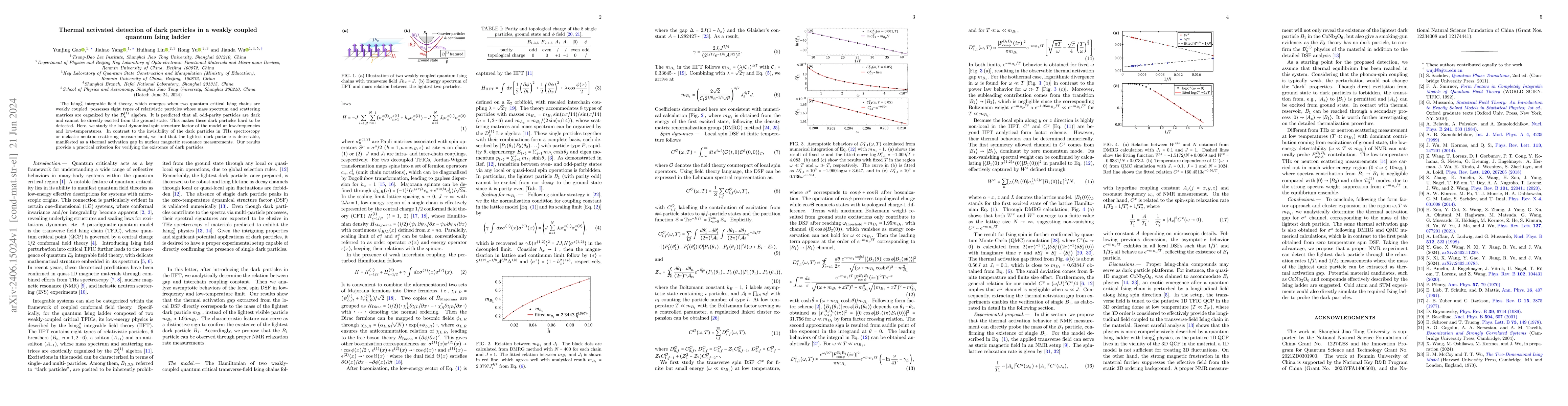 Thumbnail for Thermal activated detection of dark particles in a weakly coupled
  quantum Ising ladder