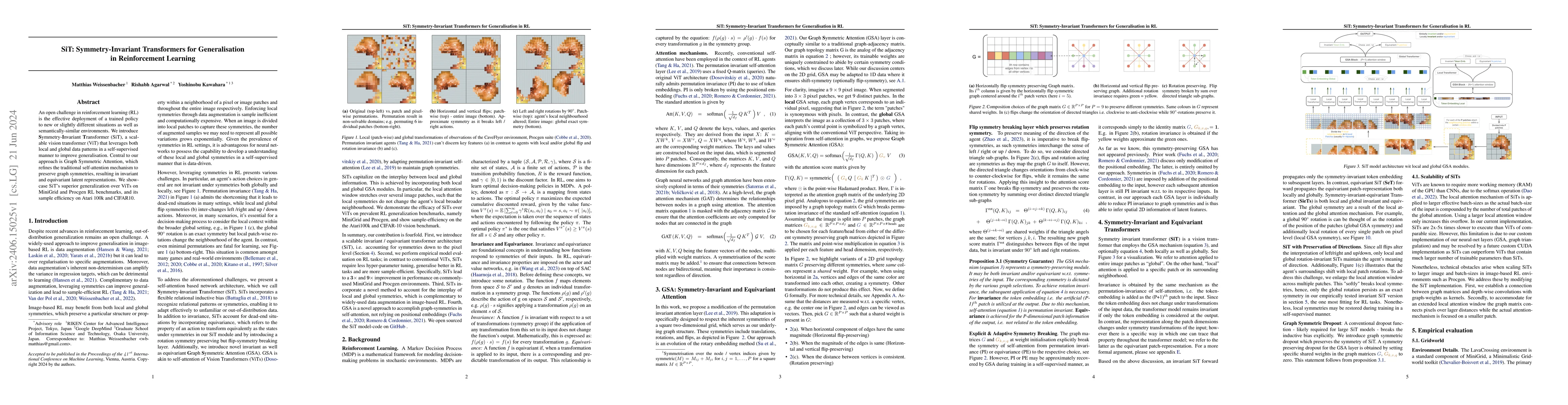 Thumbnail for SiT: Symmetry-Invariant Transformers for Generalisation in Reinforcement
  Learning