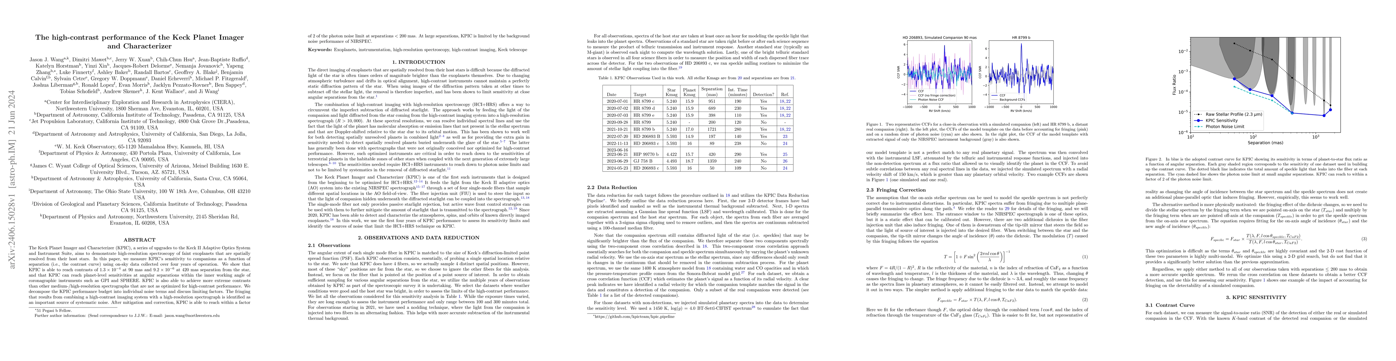 Thumbnail for The high-contrast performance of the Keck Planet Imager and
  Characterizer