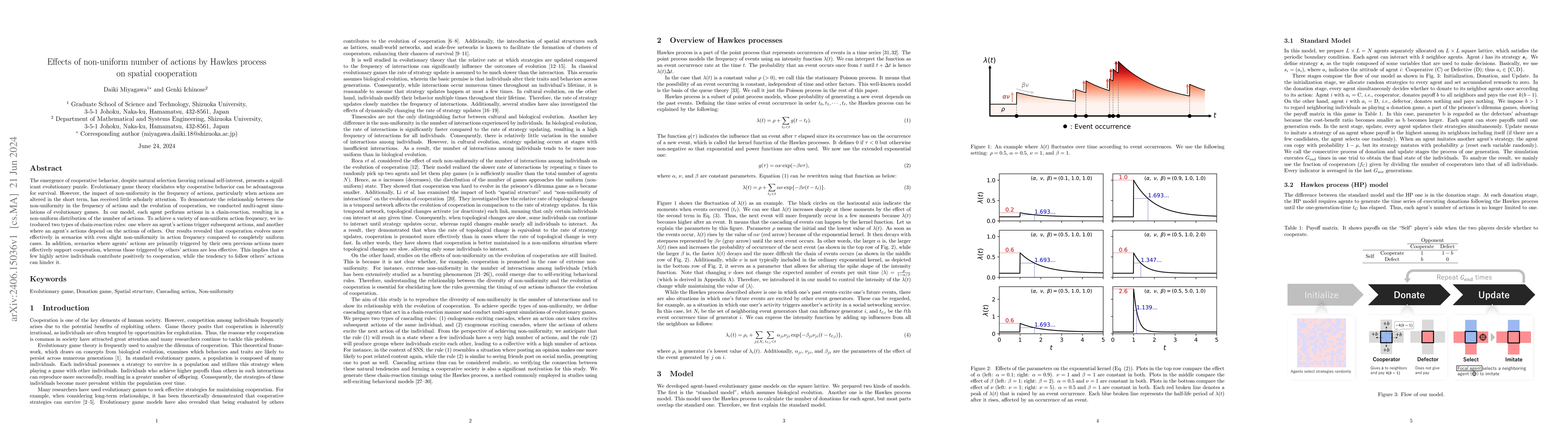 Thumbnail for Effects of non-uniform number of actions by Hawkes process on spatial
  cooperation