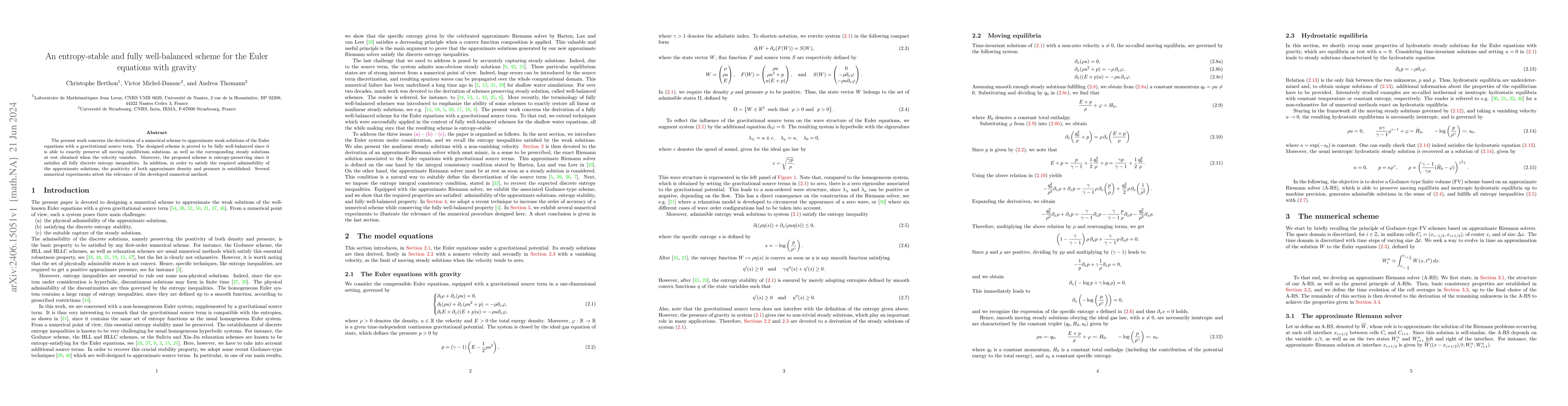 Thumbnail for An entropy-stable and fully well-balanced scheme for the Euler equations
  with gravity