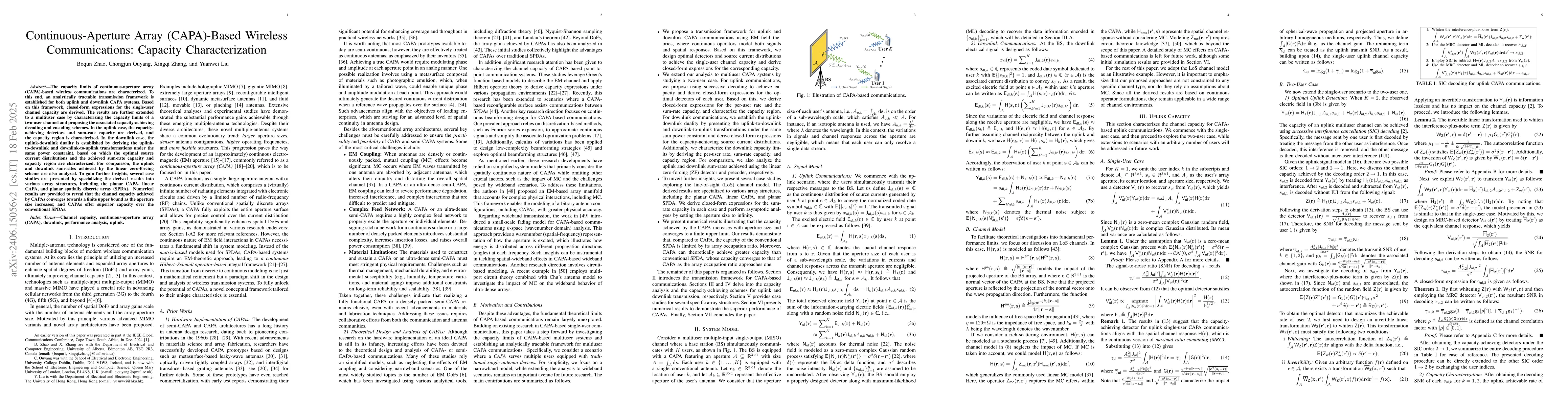 Thumbnail for Continuous Aperture Array (CAPA)-Based Wireless Communications: Capacity
  Characterization