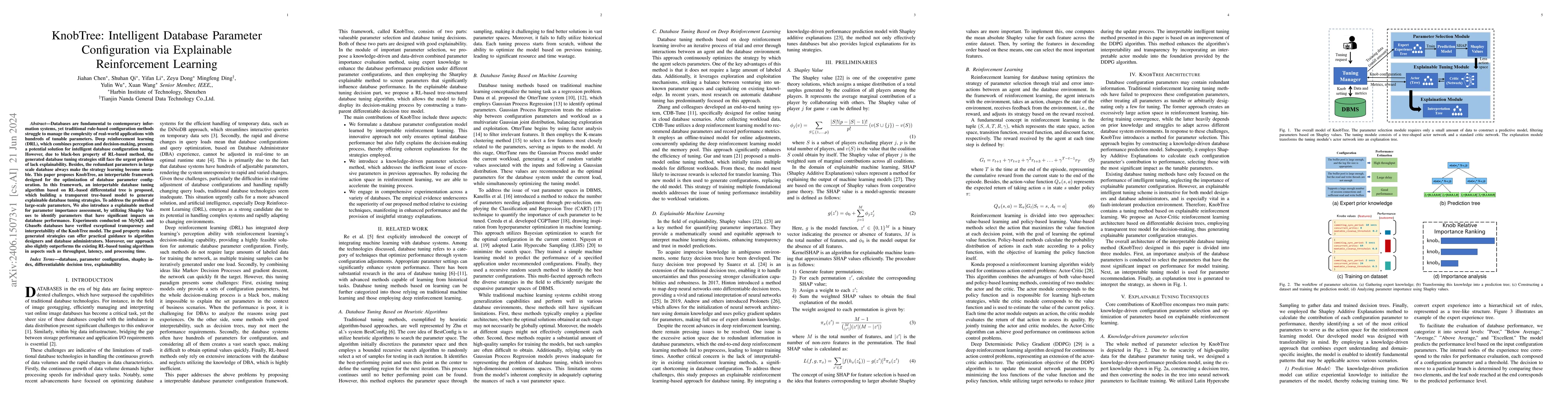 Thumbnail for KnobTree: Intelligent Database Parameter Configuration via Explainable
  Reinforcement Learning