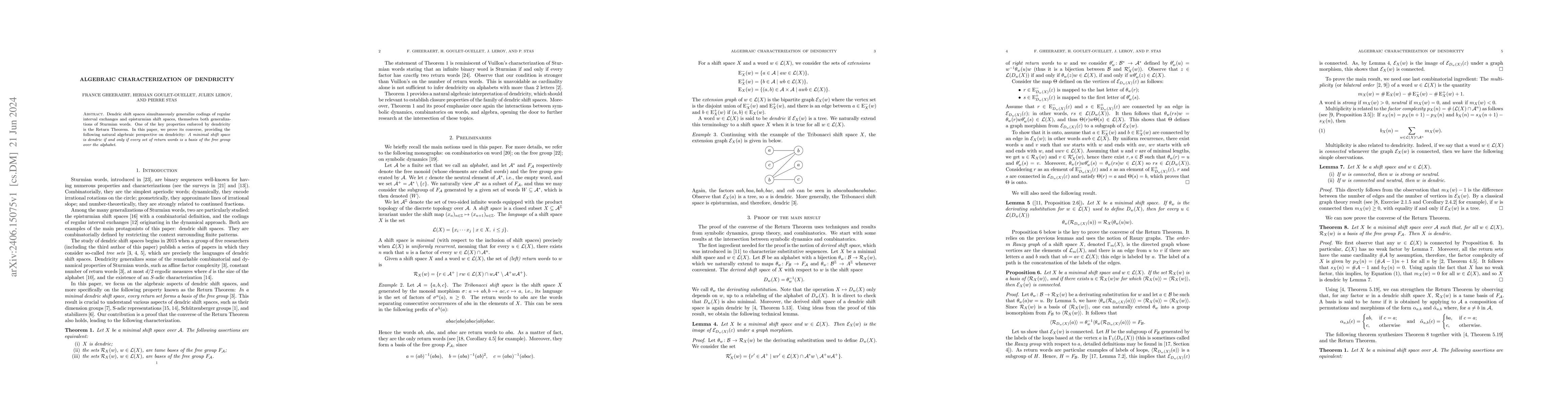 Thumbnail for Algebraic characterization of dendricity
