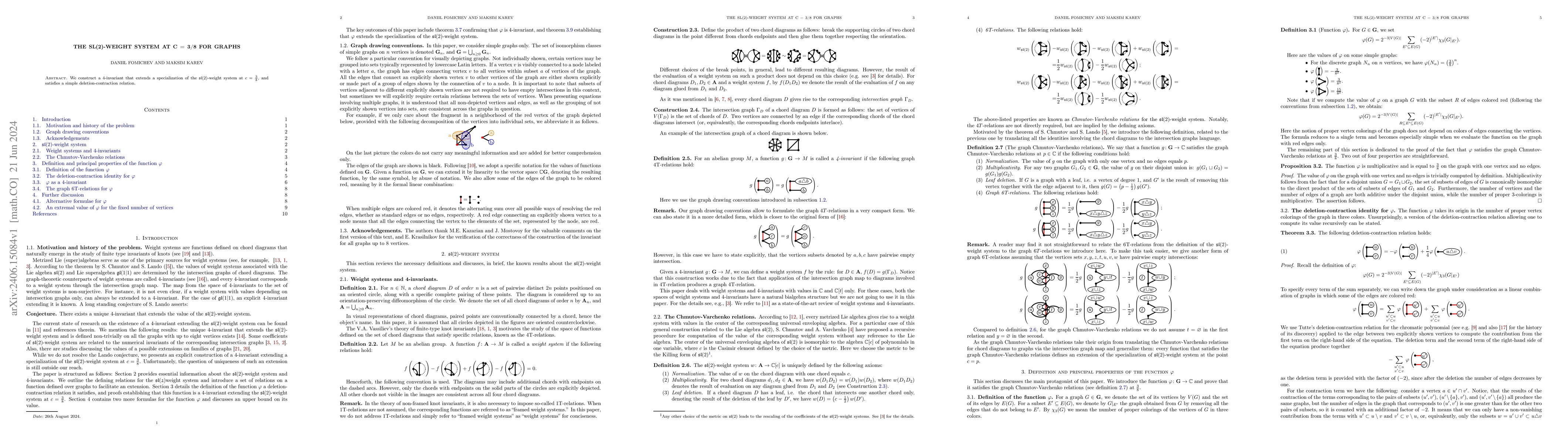 Thumbnail for The sl(2)-weight system at c = 3/8 for graphs