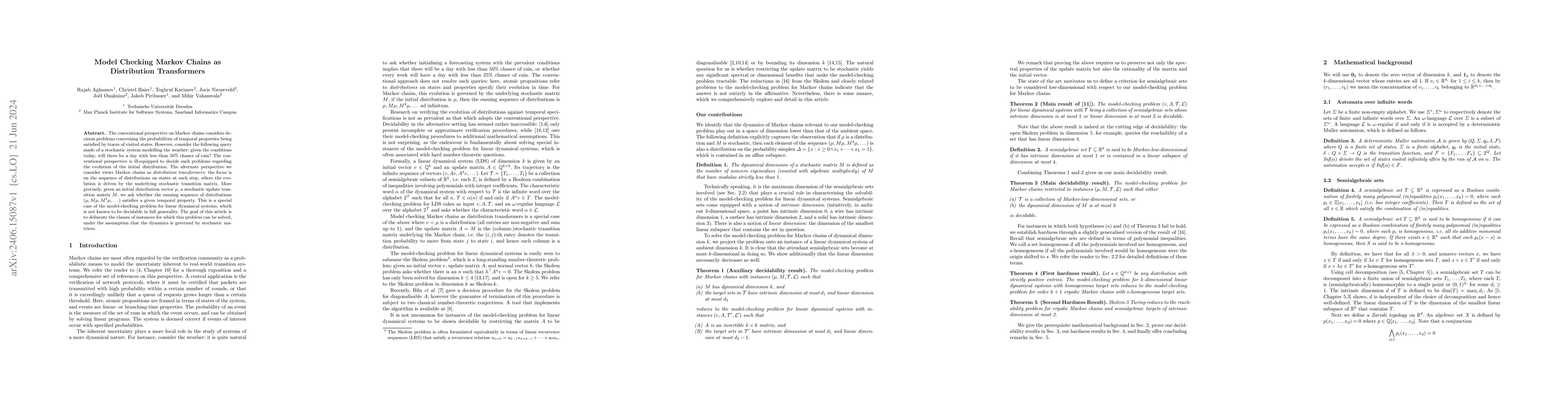 Thumbnail for Model Checking Markov Chains as Distribution Transformers