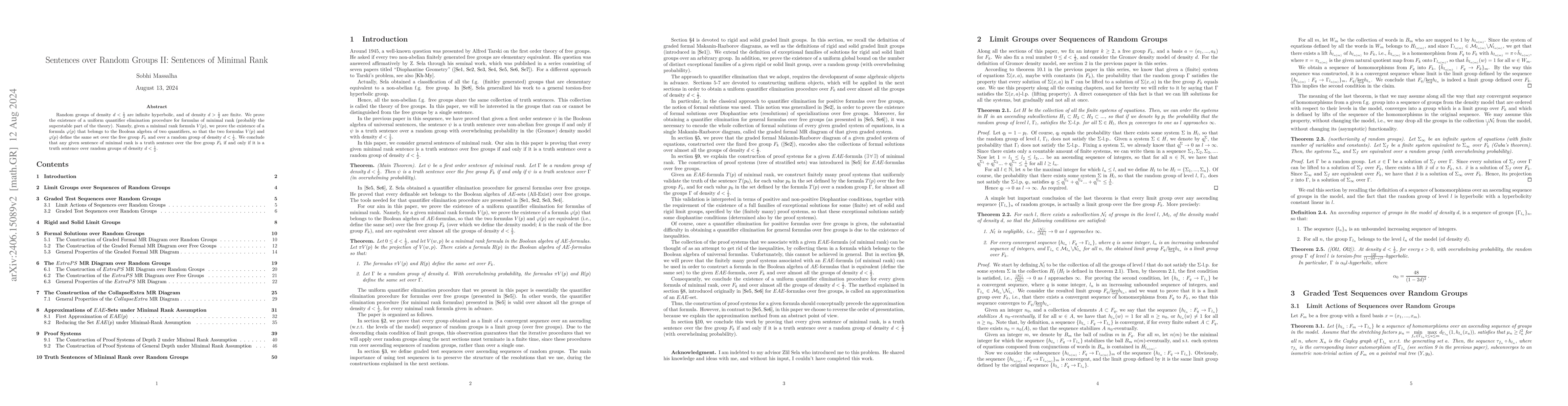 Thumbnail for Sentences over Random Groups II: Sentences of Minimal Rank