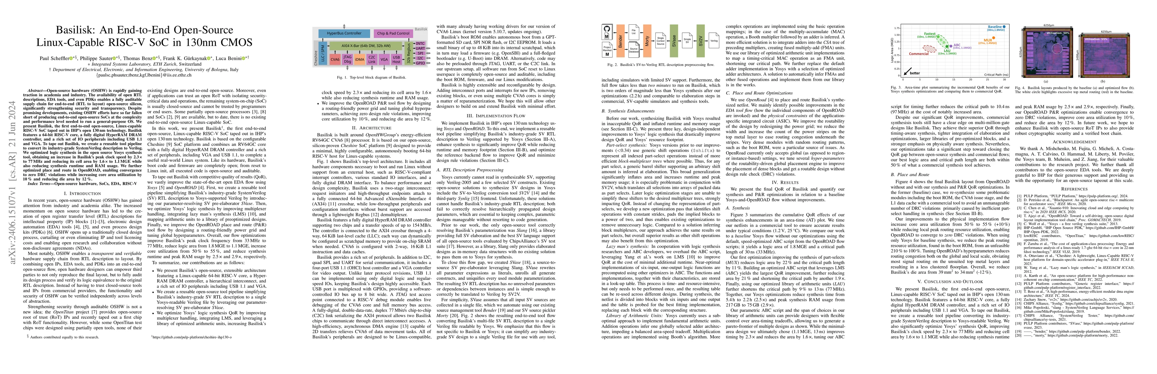 Thumbnail for Basilisk: An End-to-End Open-Source Linux-Capable RISC-V SoC in 130nm
  CMOS