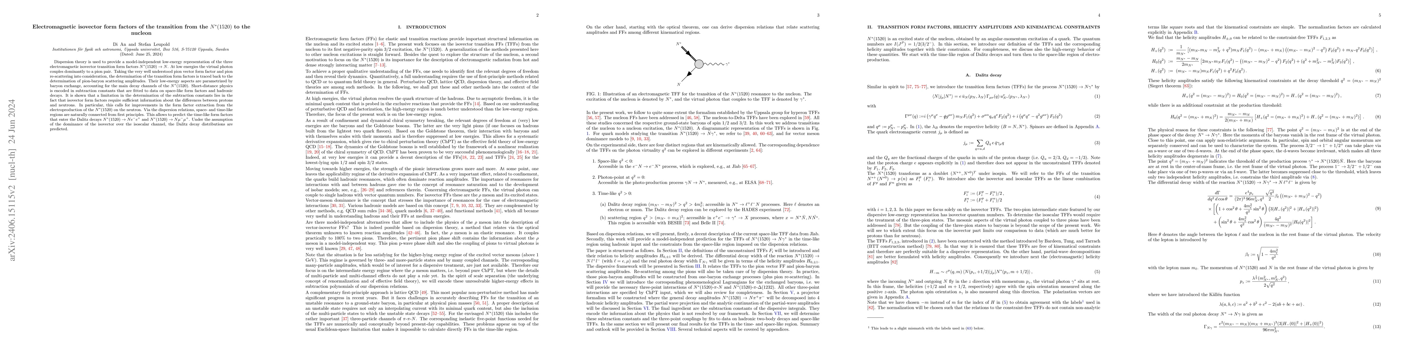 Thumbnail for Electromagnetic isovector form factors of the transition from the
  $N^*(1520)$ to the nucleon
