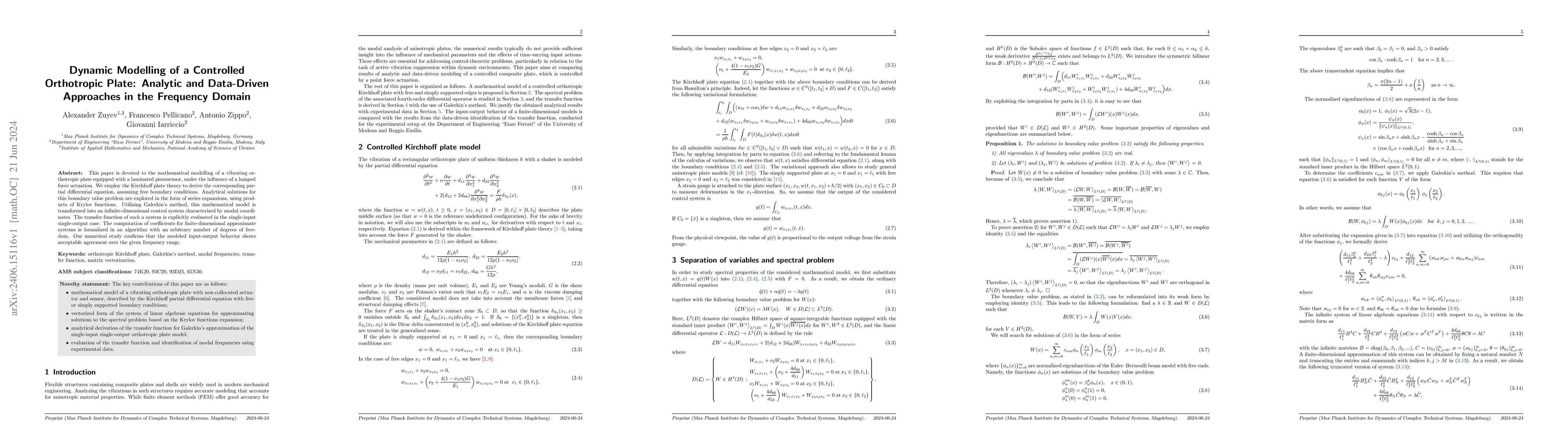 Thumbnail for Dynamic Modelling of a Controlled Orthotropic Plate: Analytic and
  Data-Driven Approaches in the Frequency Domain