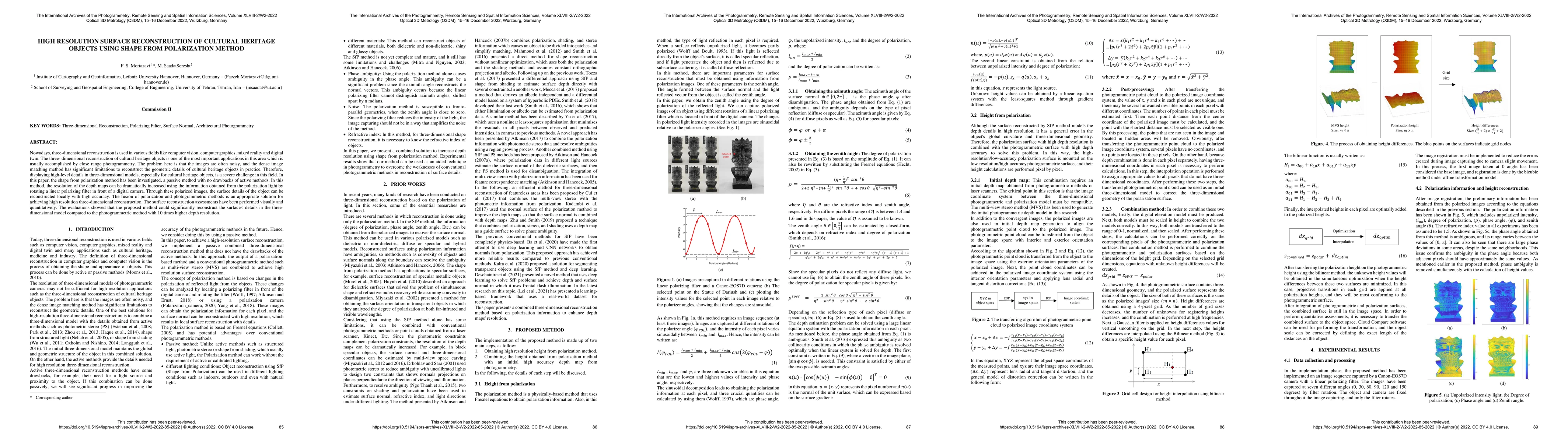 Thumbnail for High Resolution Surface Reconstruction of Cultural Heritage Objects
  Using Shape from Polarization Method
