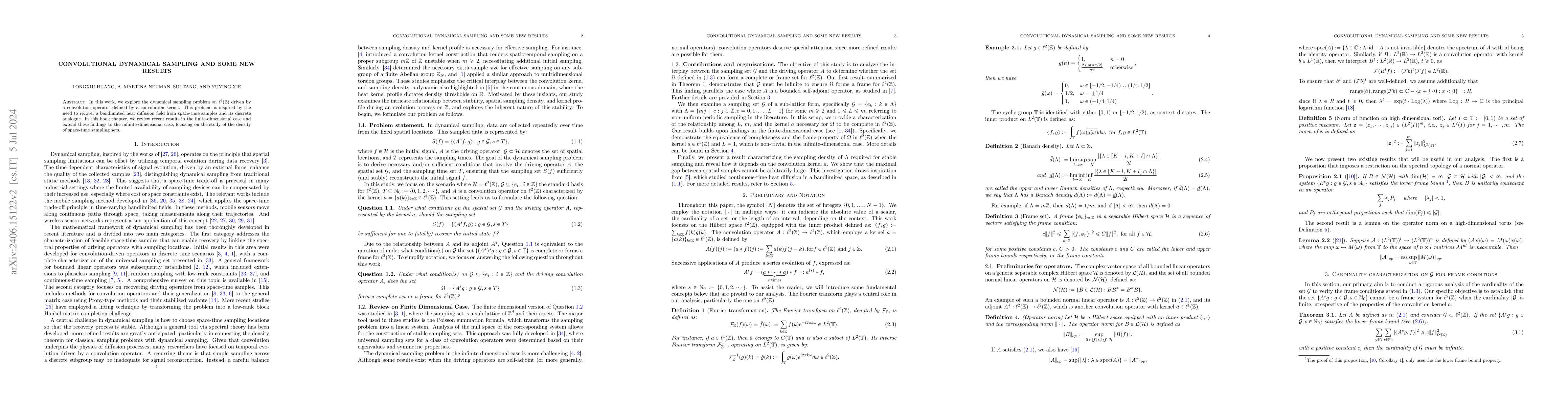 Thumbnail for Convolutional dynamical sampling and some new results