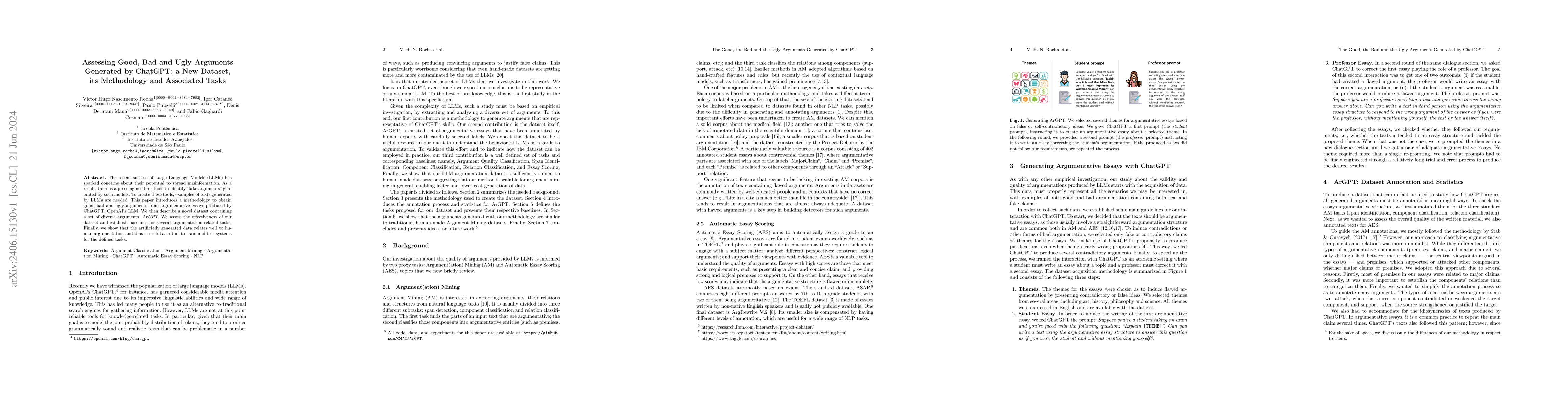 Thumbnail for Assessing Good, Bad and Ugly Arguments Generated by ChatGPT: a New
  Dataset, its Methodology and Associated Tasks