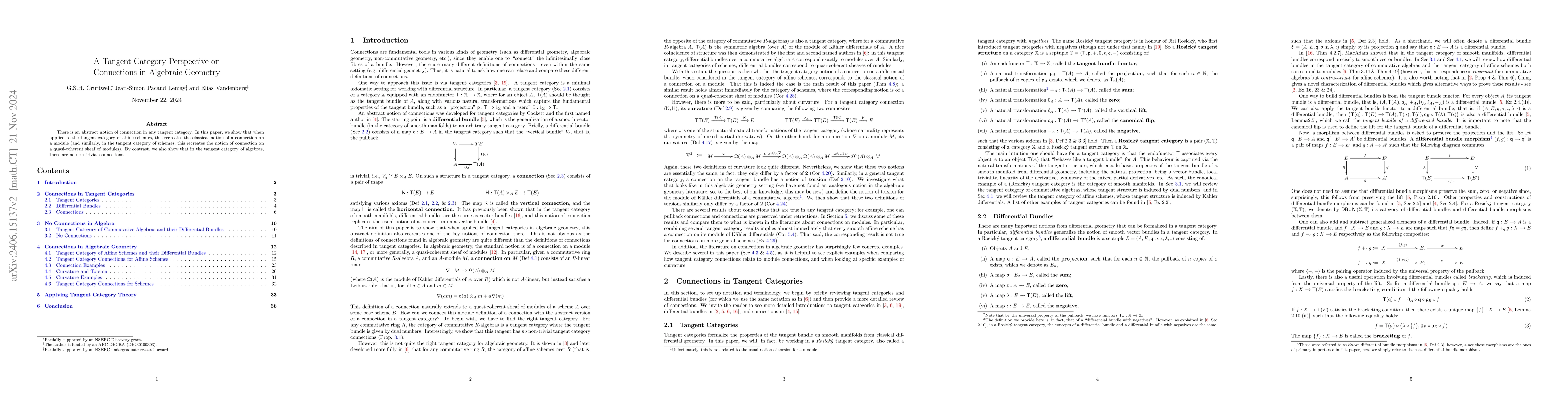 Thumbnail for A Tangent Category Perspective on Connections in Algebraic Geometry