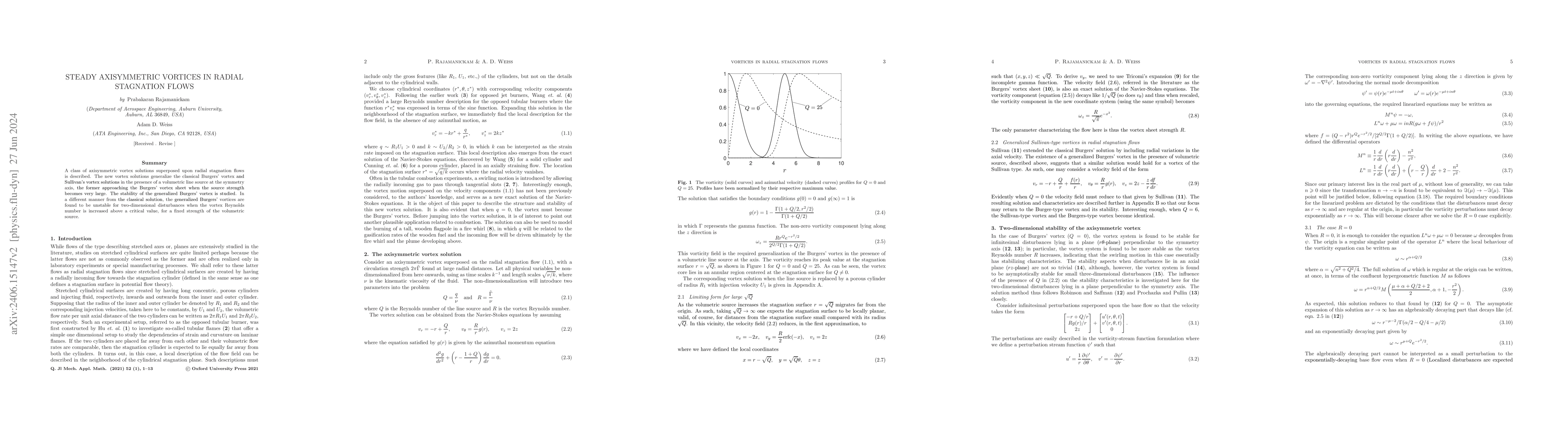 Thumbnail for Steady axisymmetric vortices in radial stagnation flows