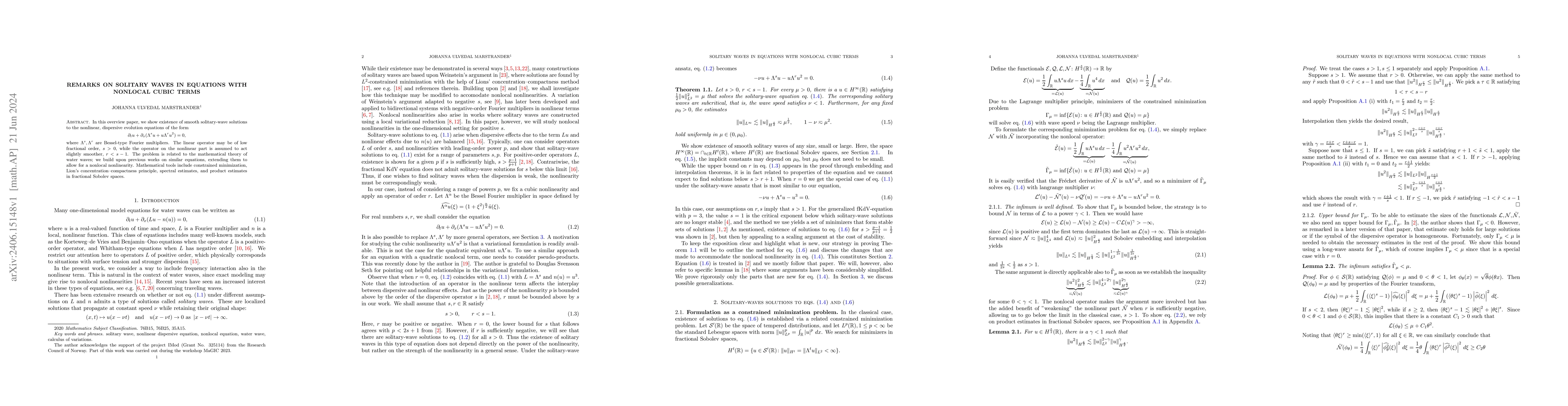 Thumbnail for Remarks on solitary waves in equations with nonlocal cubic terms