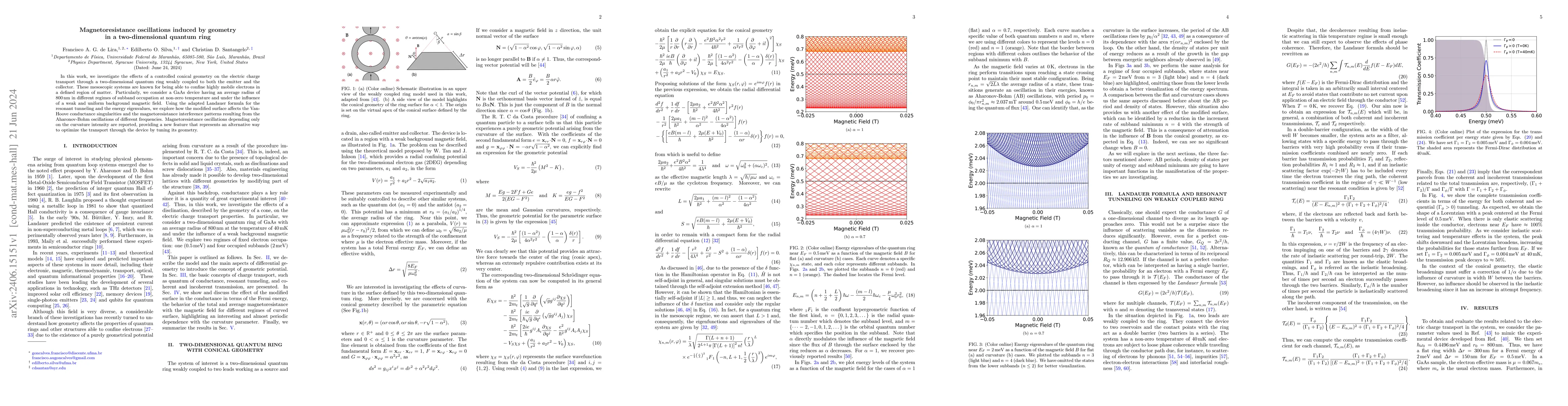 Thumbnail for Magnetoresistance oscillations induced by geometry in a two-dimensional
  quantum ring