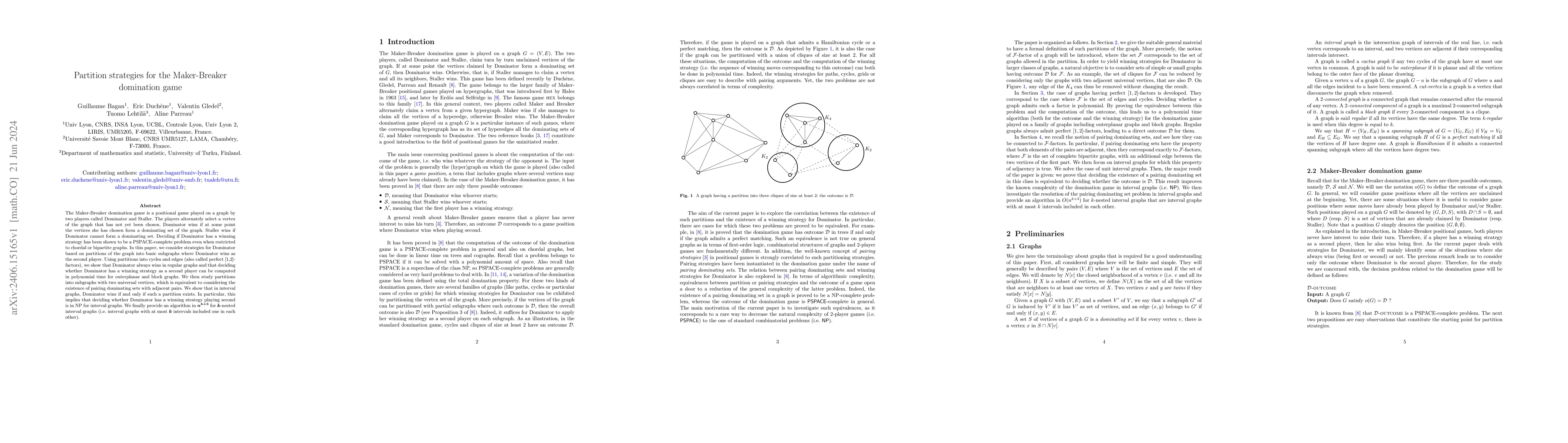 Thumbnail for Partition strategies for the Maker-Breaker domination game