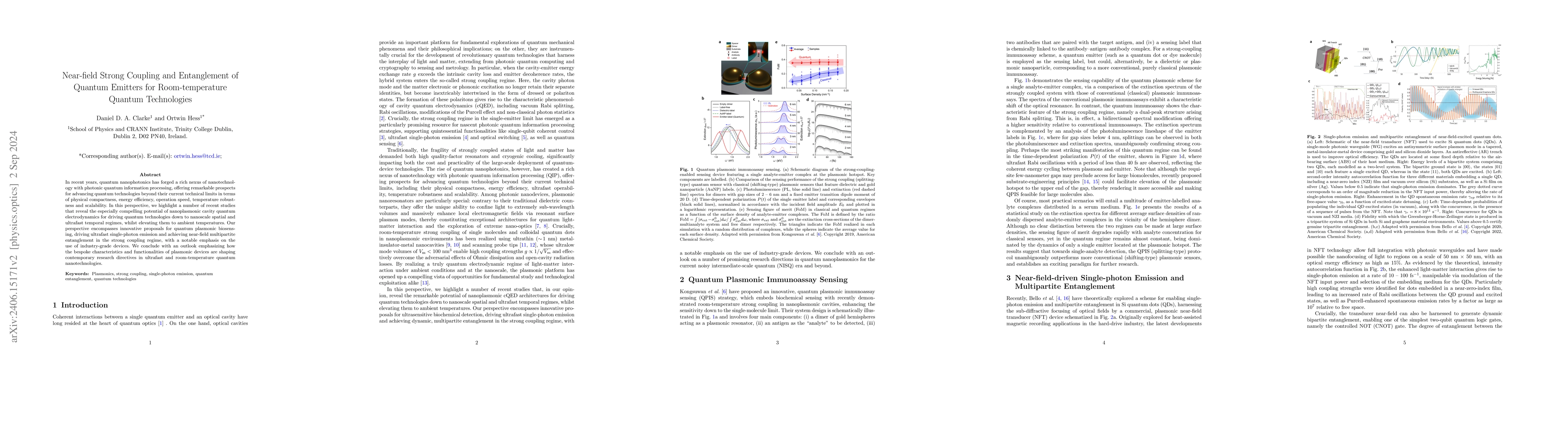 Thumbnail for Near-field Strong Coupling and Entanglement of Quantum Emitters for
  Room-temperature Quantum Technologies