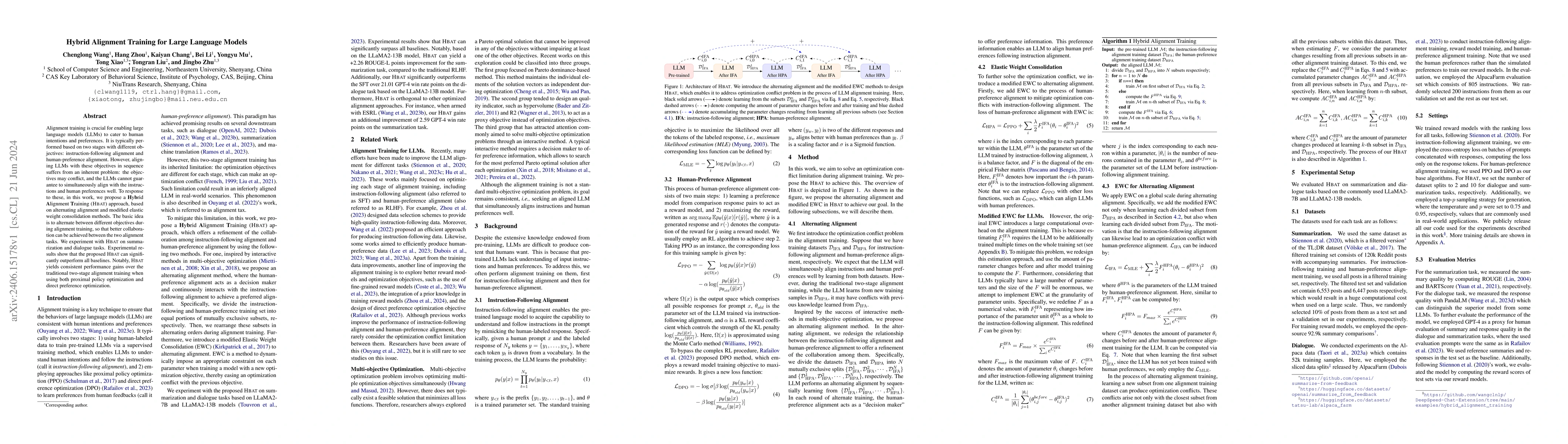 Thumbnail for Hybrid Alignment Training for Large Language Models