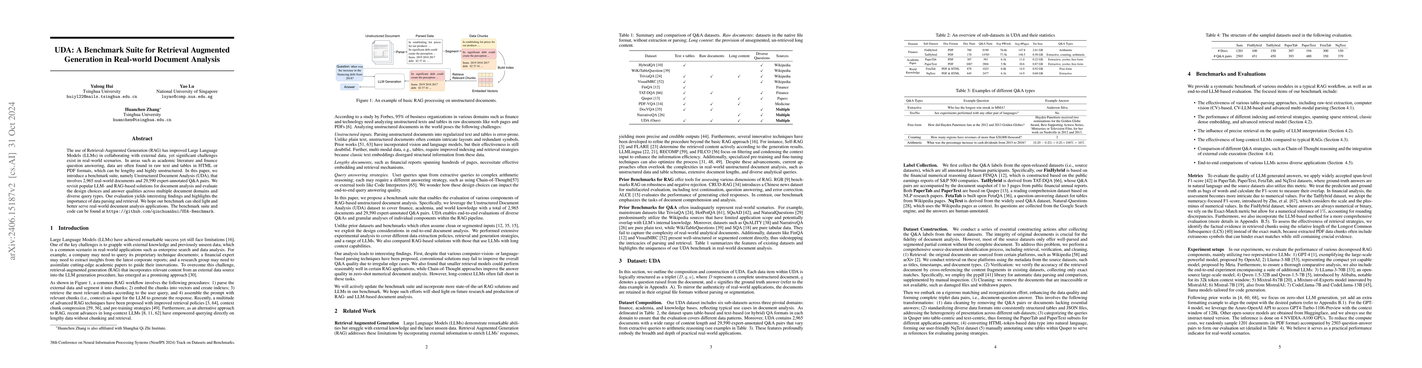 Thumbnail for UDA: A Benchmark Suite for Retrieval Augmented Generation in Real-world
  Document Analysis