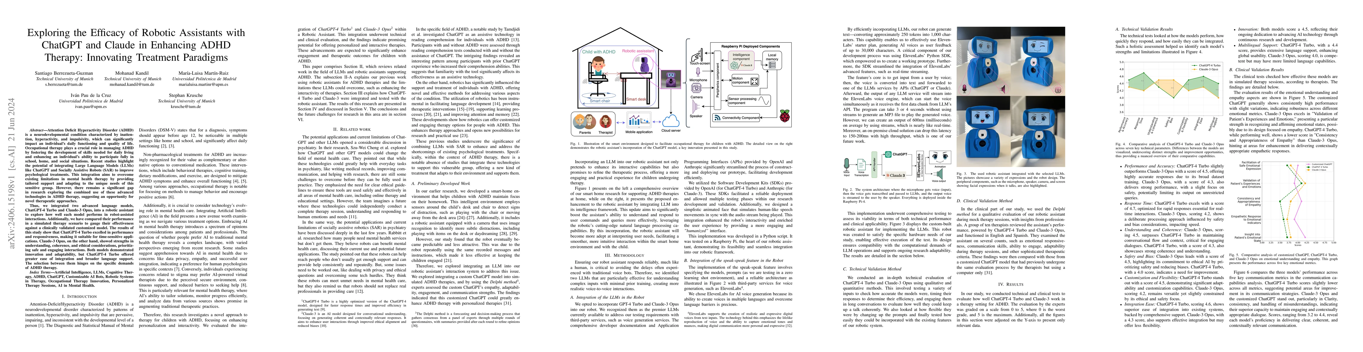 Thumbnail for Exploring the Efficacy of Robotic Assistants with ChatGPT and Claude in
  Enhancing ADHD Therapy: Innovating Treatment Paradigms