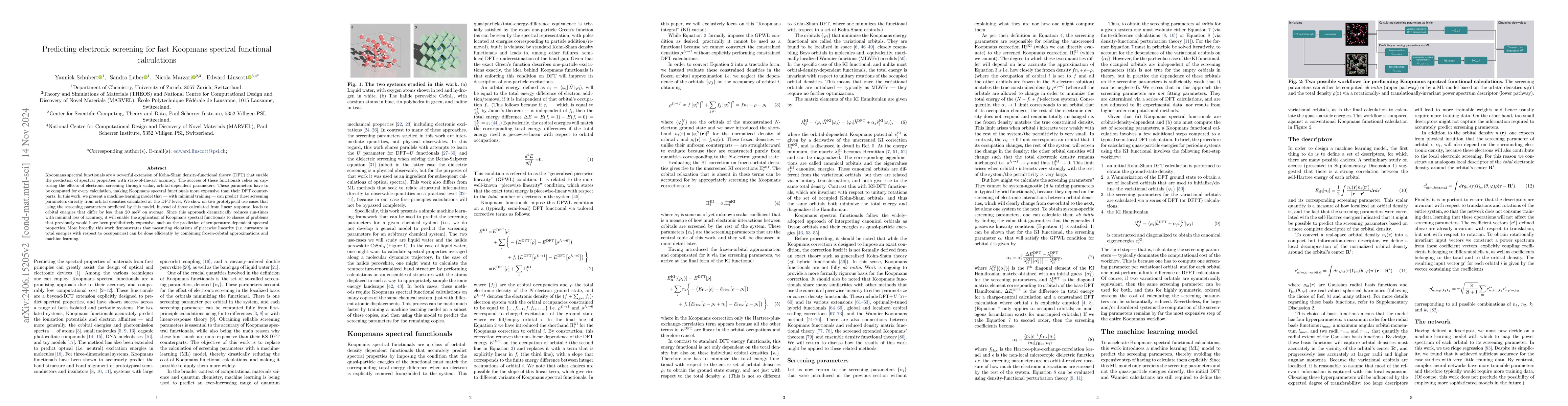 Thumbnail for Predicting electronic screening for fast Koopmans spectral functional
  calculations